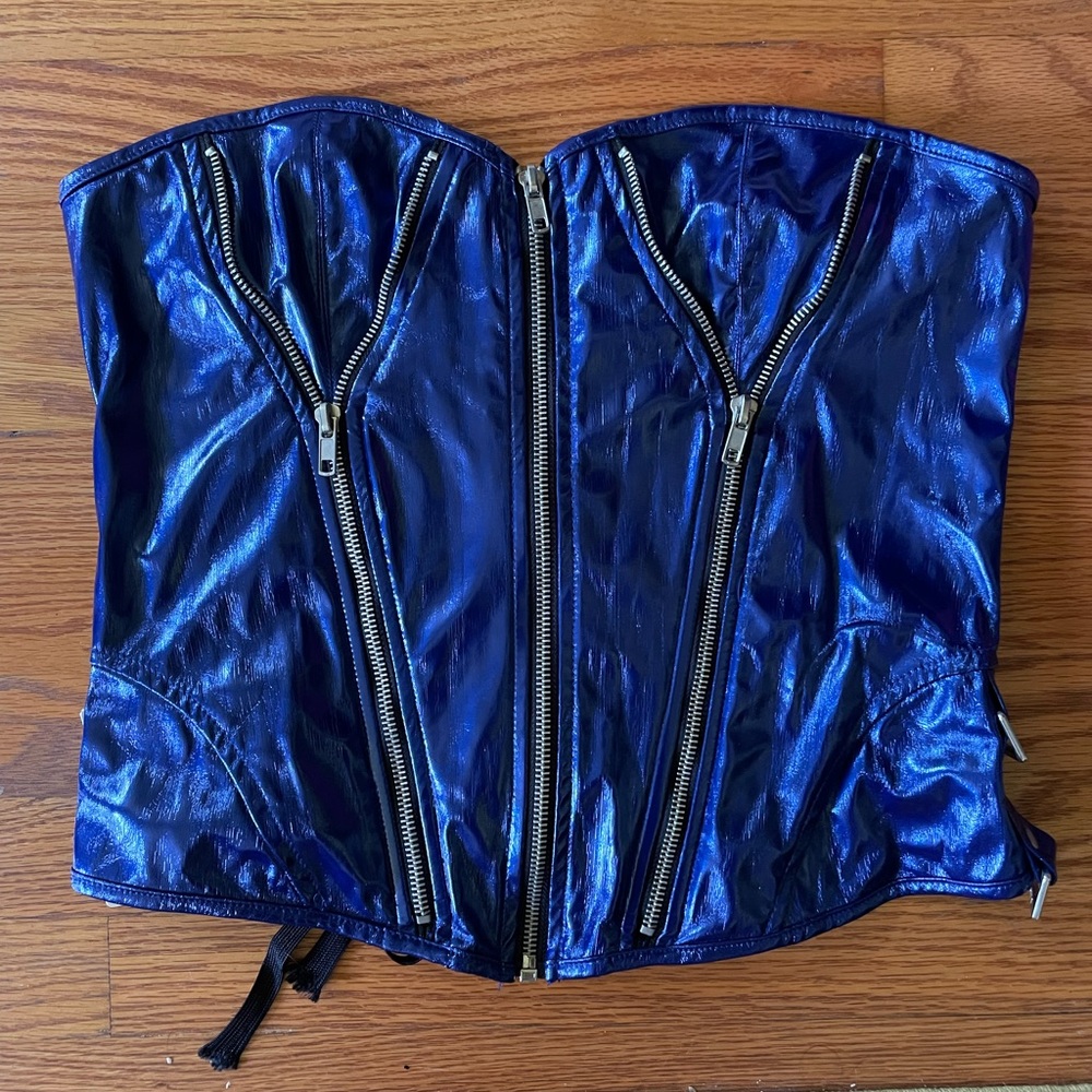 Lip Service Vice Vintage Blue Corset Zipper